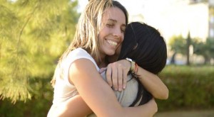 lesbian couple hugging